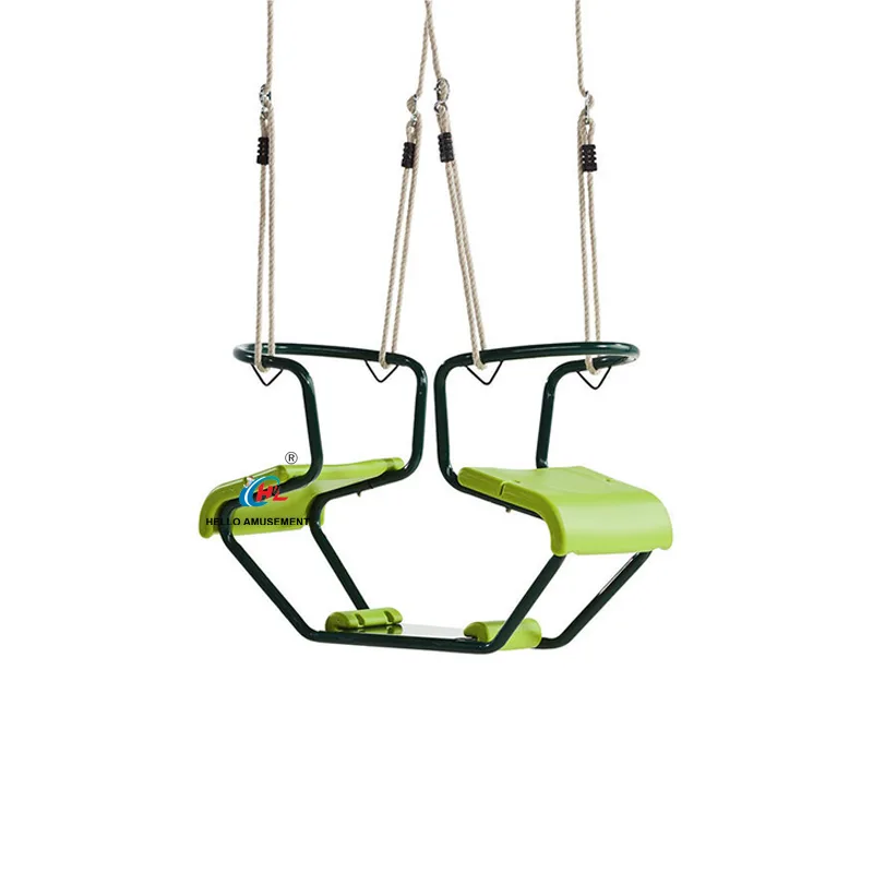 Double seats children interactive swings 2