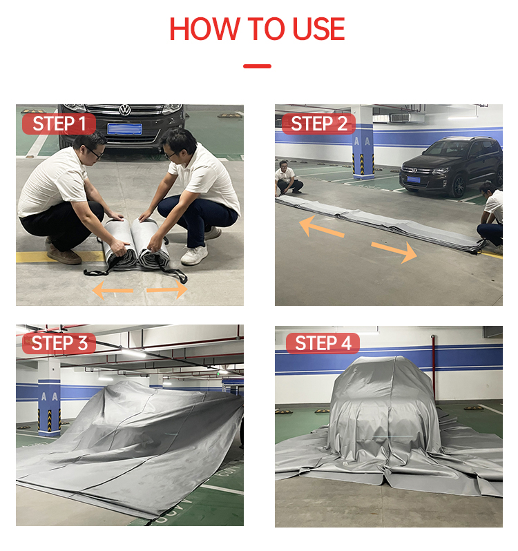 Folding instruction of the car fire blanket