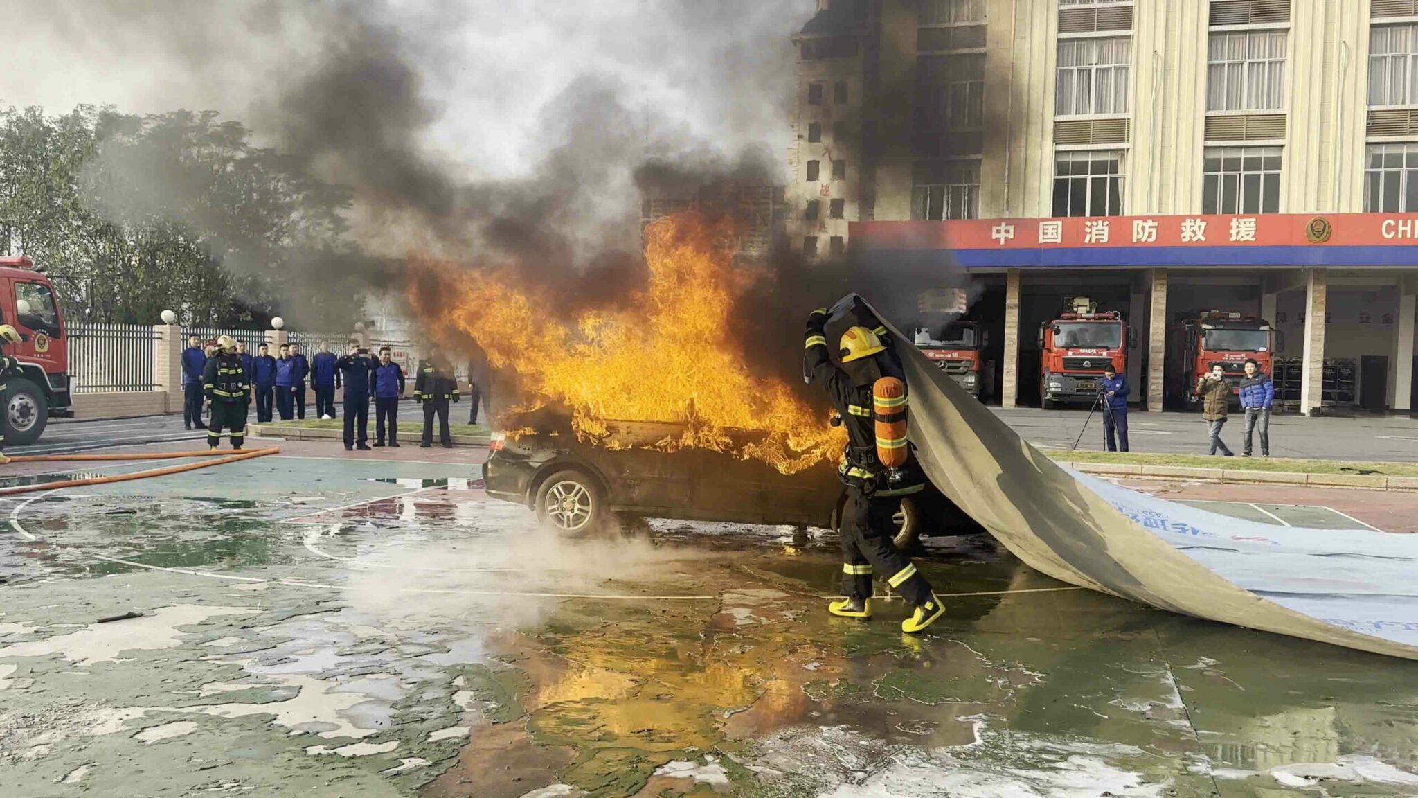 Automotive fire blanket