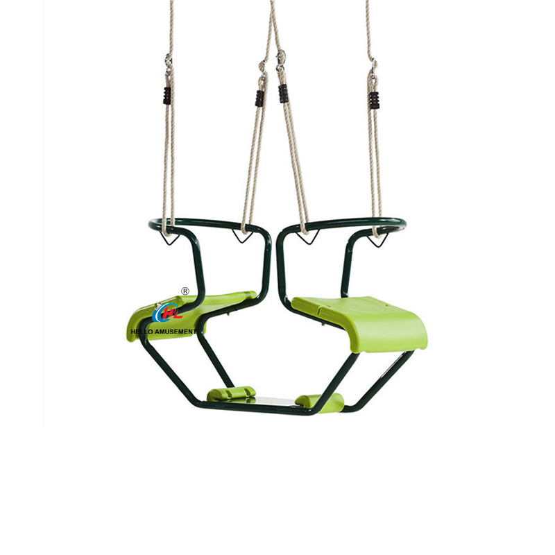 Double seats children interactive swings 2