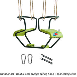 Double seats children interactive swings 3