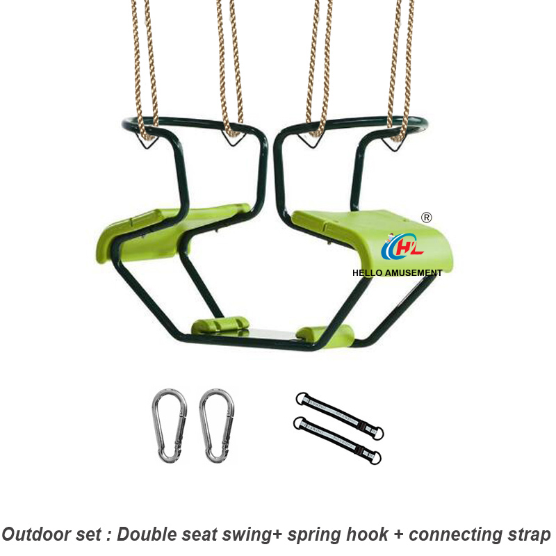 Double seats children interactive swings 3
