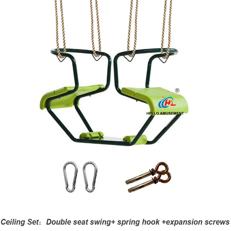 Double seats children interactive swings 4