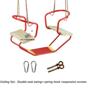 Double seats children interactive swings 6
