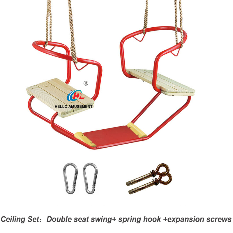 Double seats children interactive swings 6