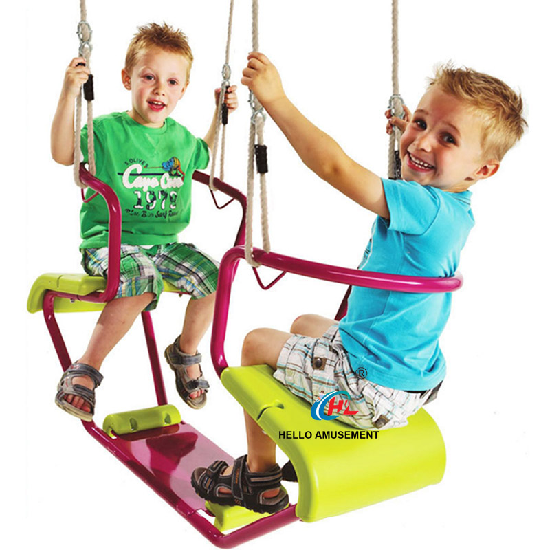 Double seats children interactive swings 7