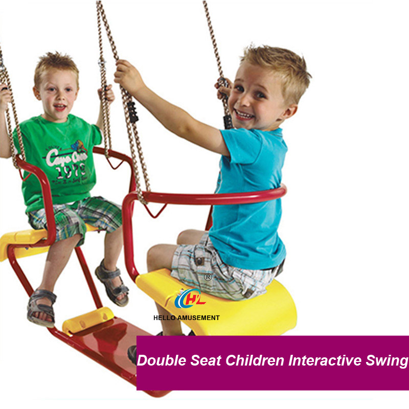 Double seats children interactive swings 8