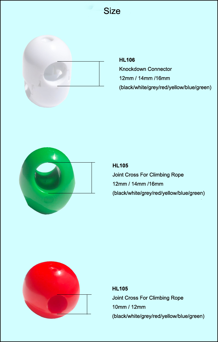small playground parts rope connector size